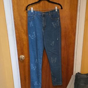 Art Class Butterfly Print Blue Jeans